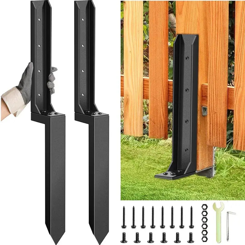🎁2PCS Fence Post Repair Kit – Reinforced Fixing Kit with Screws & Tools