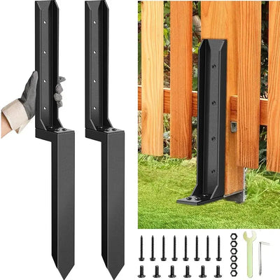 🎁2PCS Fence Post Repair Kit – Reinforced Fixing Kit with Screws & Tools