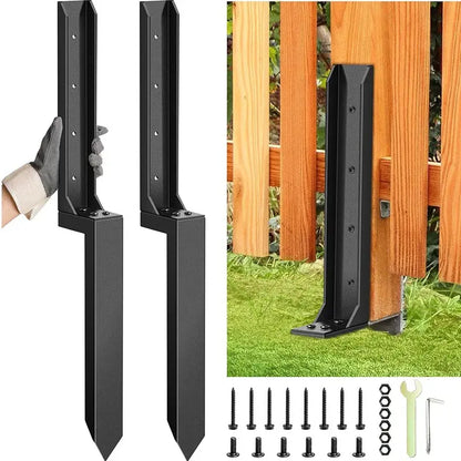 🎁2PCS Fence Post Repair Kit – Reinforced Fixing Kit with Screws & Tools