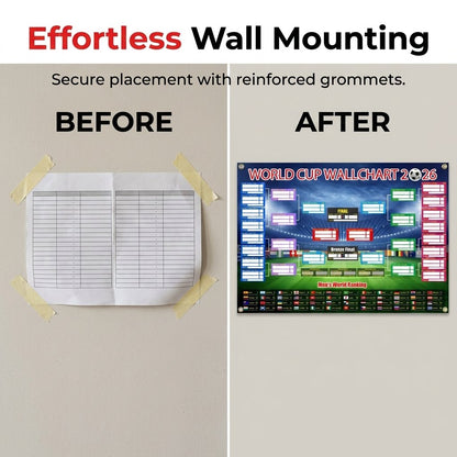 ⚽🏆 Ultimate 2026 Soccer Fan Wall Chart Kit – Group Stage & Knockout Posters (23.6 x 35.4). Marker Pen & Mounting Strips Included 🎁