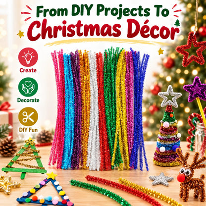 🎁200pcs Mixed Color Glitter Pipe Cleaners For DIY Crafts