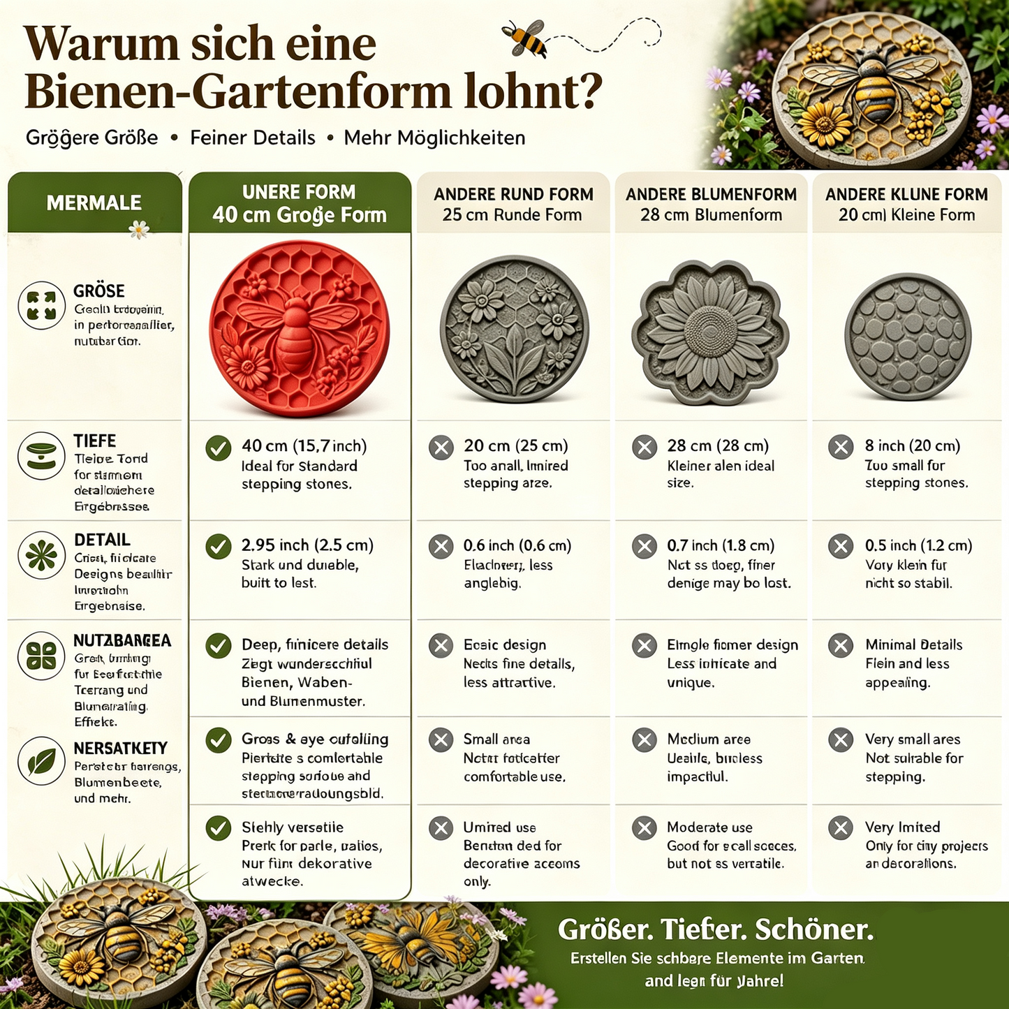 Wiederverwendbare Form für Garten-Trittsteine | DIY-Gussform für Betonkunst