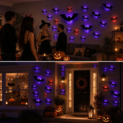 3D Bat LED Halloween Wall Decorations With Lights