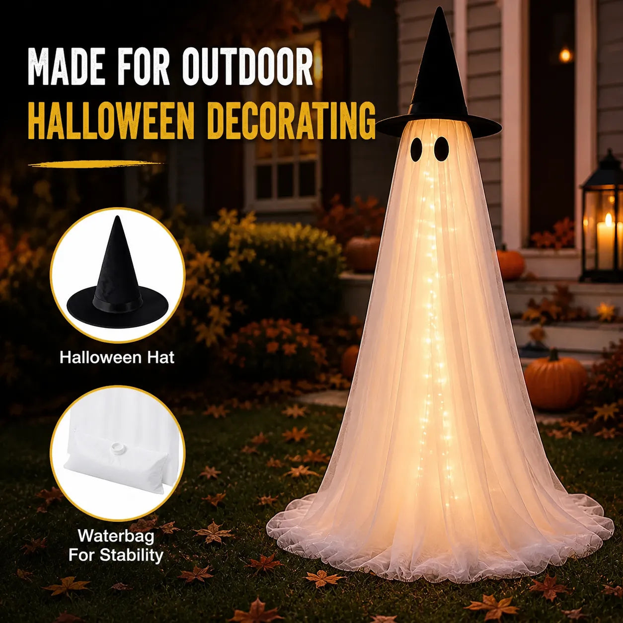 4FT Lighted Halloween Ghost Yard Decorations