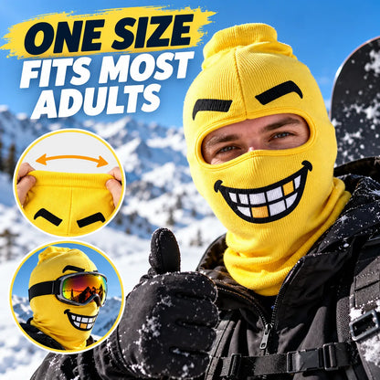 🎁Funny Smiley Face Ski Mask – Lightweight Knit Winter Balaclava for Skiing & Snowboarding