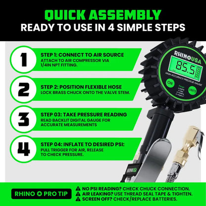 🎁200 PSI Digital Tire Inflator with Pressure Gauge – 3-in-1 Air Compressor Tool, Backlit Display & Heavy-Duty Brass Chuck