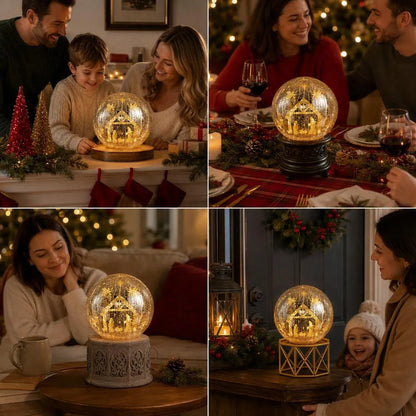 Golden Crackle Glass Christmas LED Table Lamp