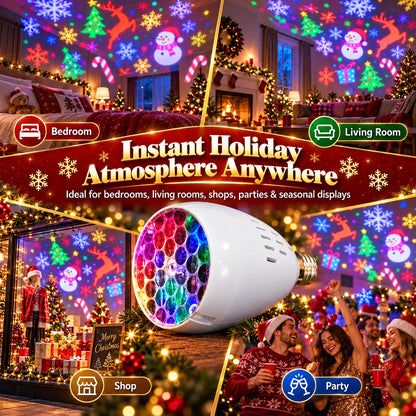 🎁E27 Rotating Christmas Snowflake Projector Light Bulb