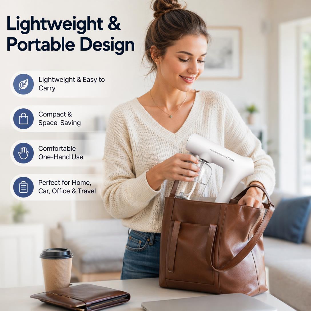 Portable Nano Mist Sprayer – Rechargeable Fine Mist Spray Gun with 380ml Large Capacity & USB-C Charging