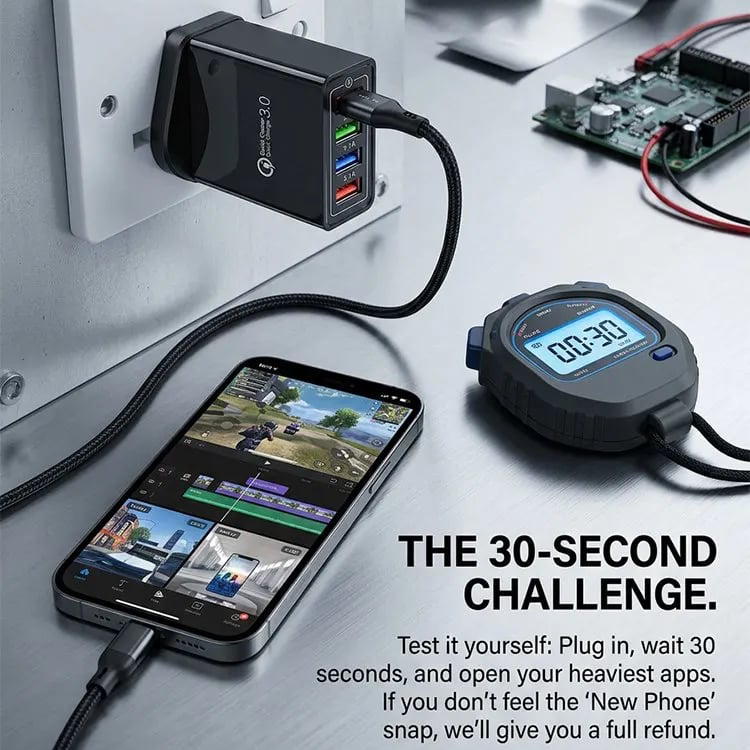 ⚡ 4-Port Quick Charge 3.0 Charger – Power 4 Devices Fast, All from One Outlet