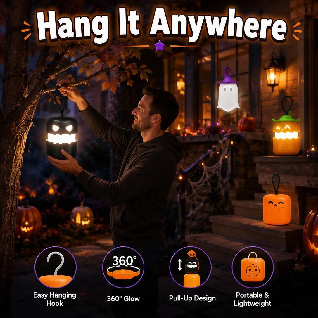 Pull-Up Halloween Lanterns With Fun LED Character Designs