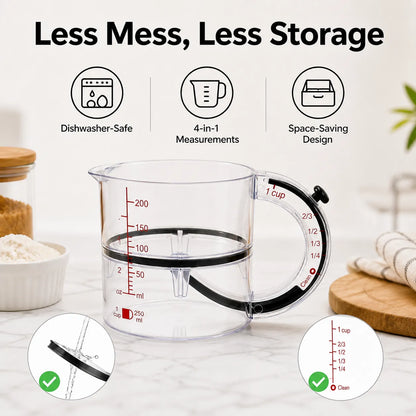 Adjustable 4-in-1 Measuring Cup with Dual Scale