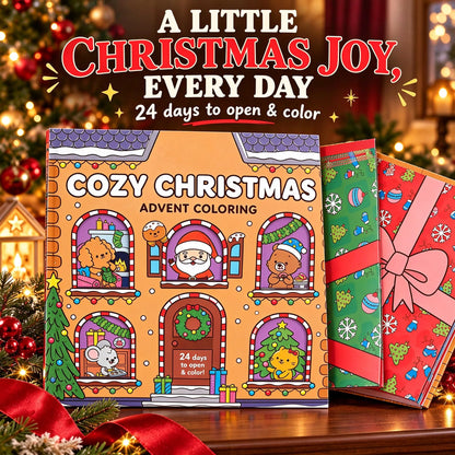 🎁Christmas Advent Calendar Coloring Book, 24-Day Holiday Countdown Activity Book, Festive Christmas Coloring Pages for Kids & Adults, Creative Christmas Gift