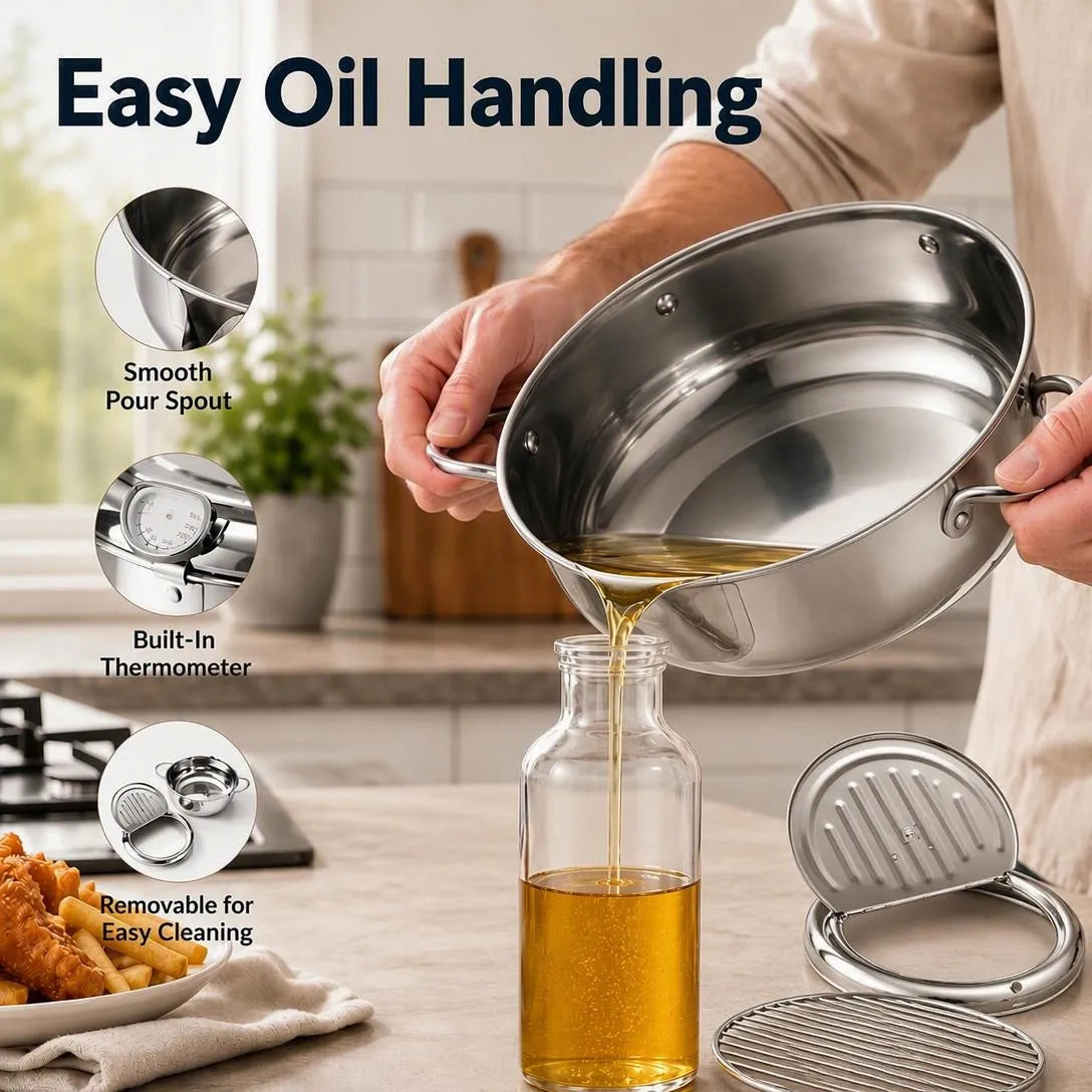 304 Stainless Steel Deep Fryer Pot With Thermometer