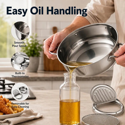 304 Stainless Steel Deep Fryer Pot With Thermometer