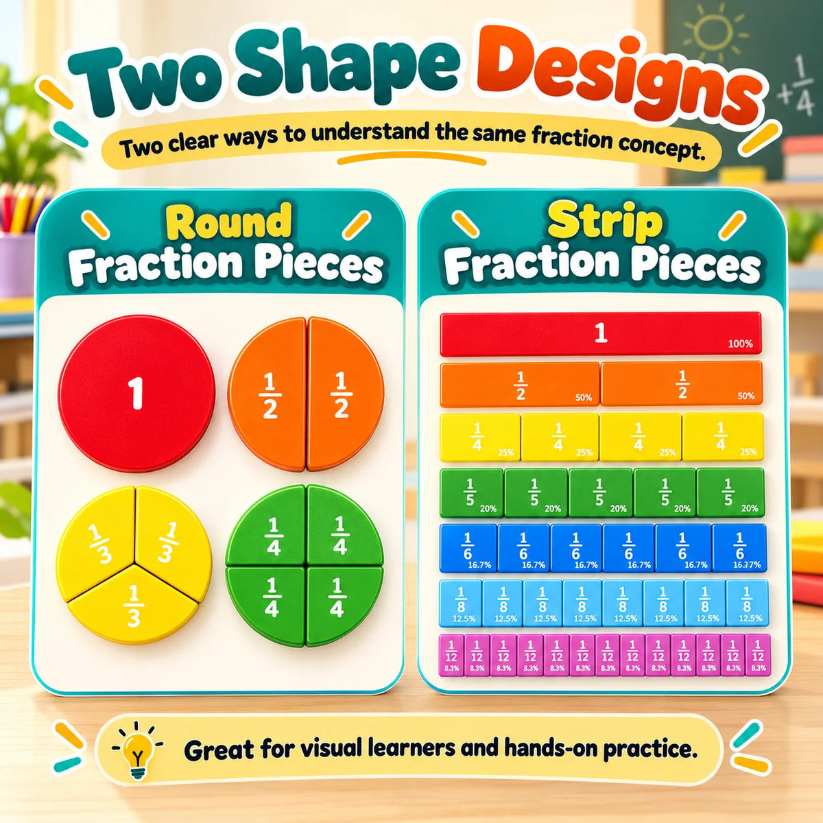 🎁Magnetic Fraction Learning Book – Hands-On Math Manipulative for Kids