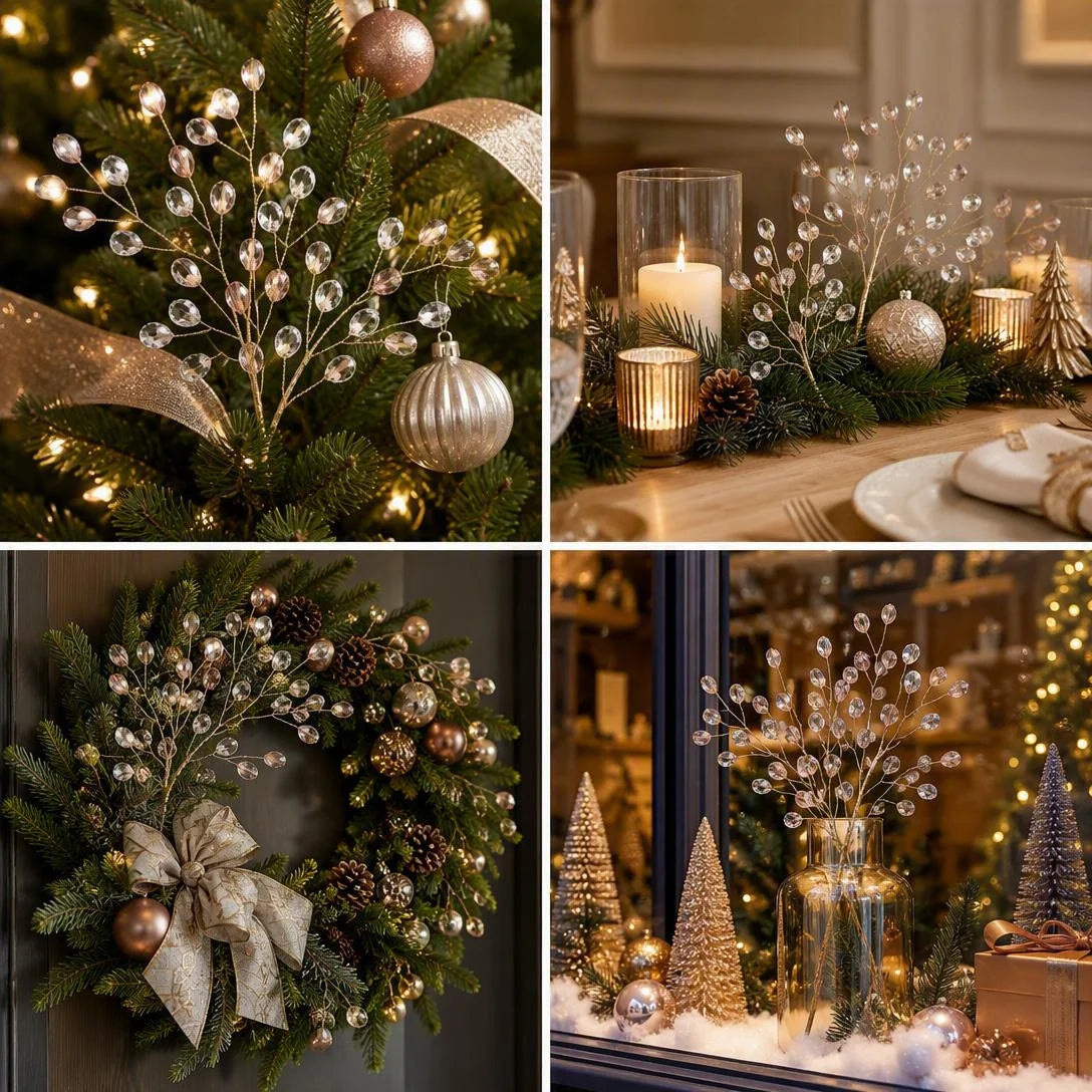 Jeweled Pearl Christmas Star Picks for Holiday Décor