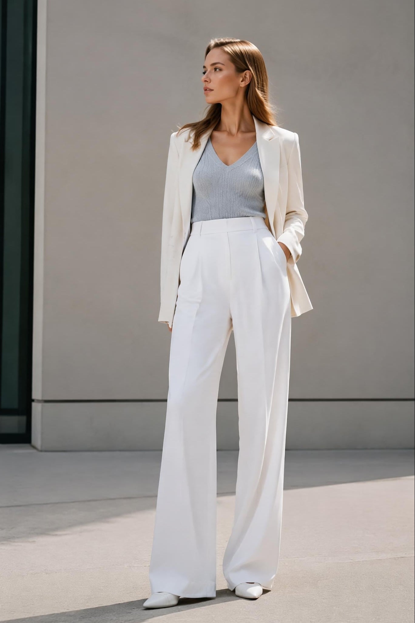 High-Waisted Stretch Straight Leg Pocket Work Pants