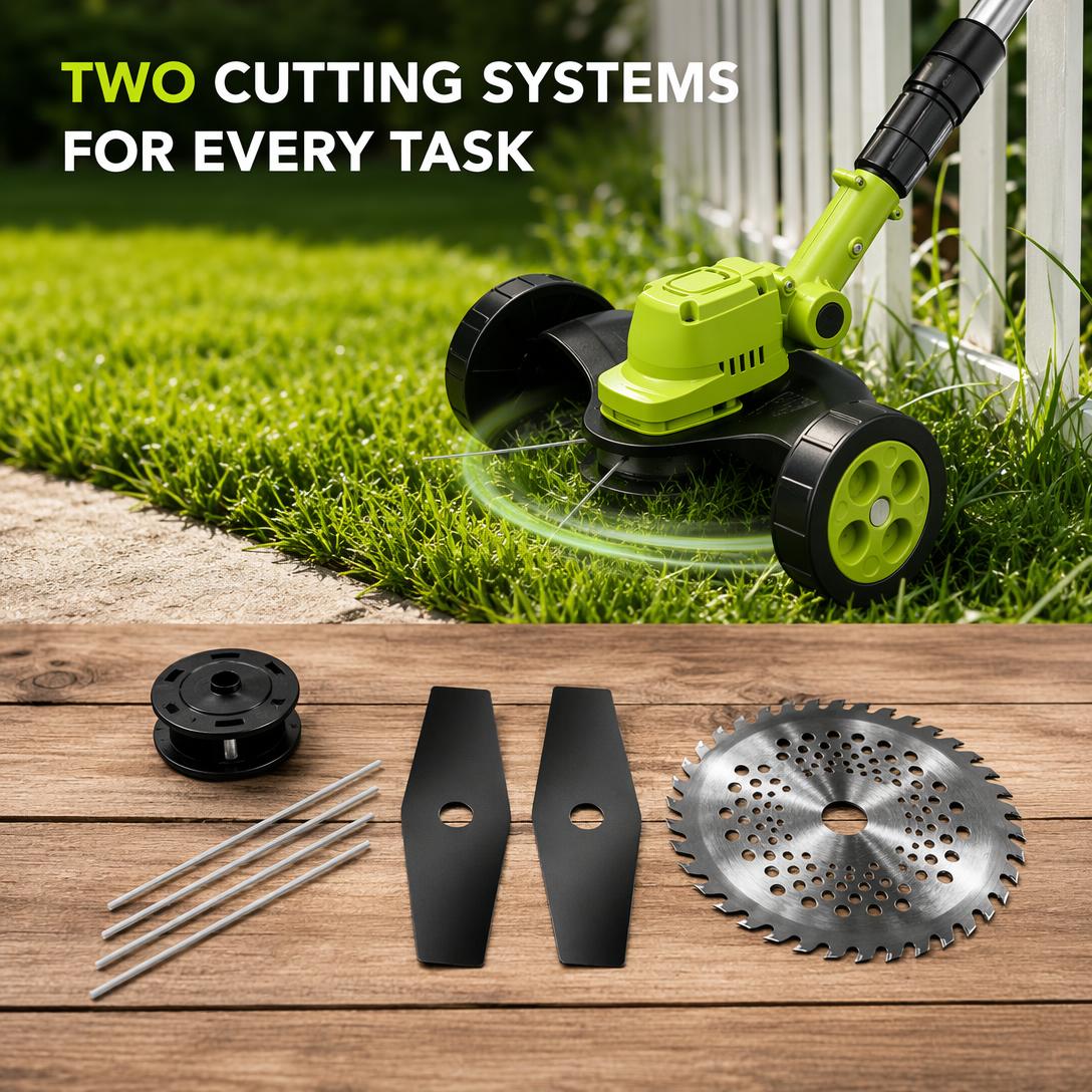 🌿21V Cordless 3-in-1 Grass Trimmer, Edger & Mini Mower