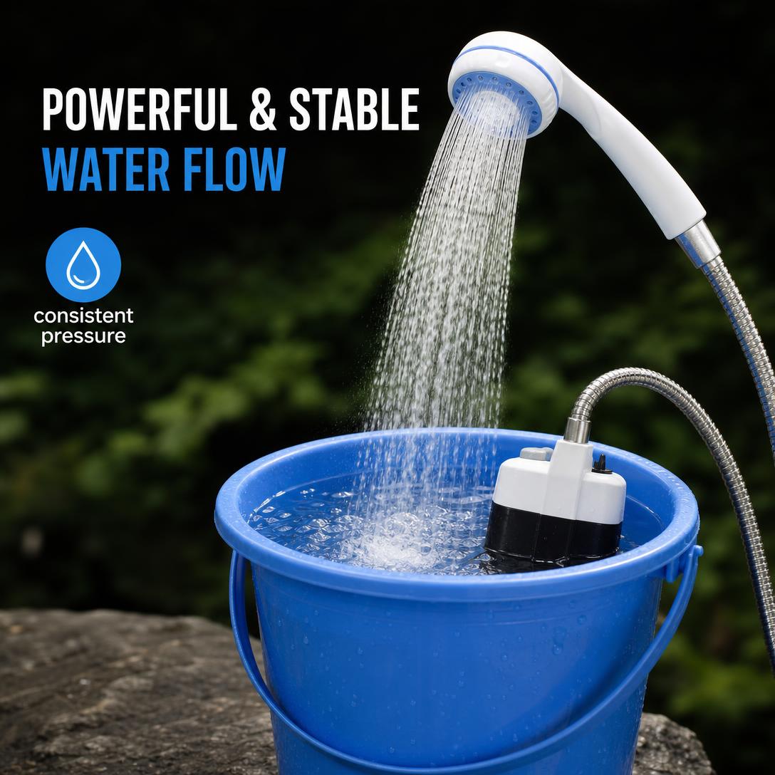 Portable Camping Shower – USB Rechargeable Outdoor Shower Pump