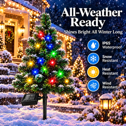 🎁2-Pack Solar Christmas Tree Lights – Colorful LED Outdoor Holiday Decorations