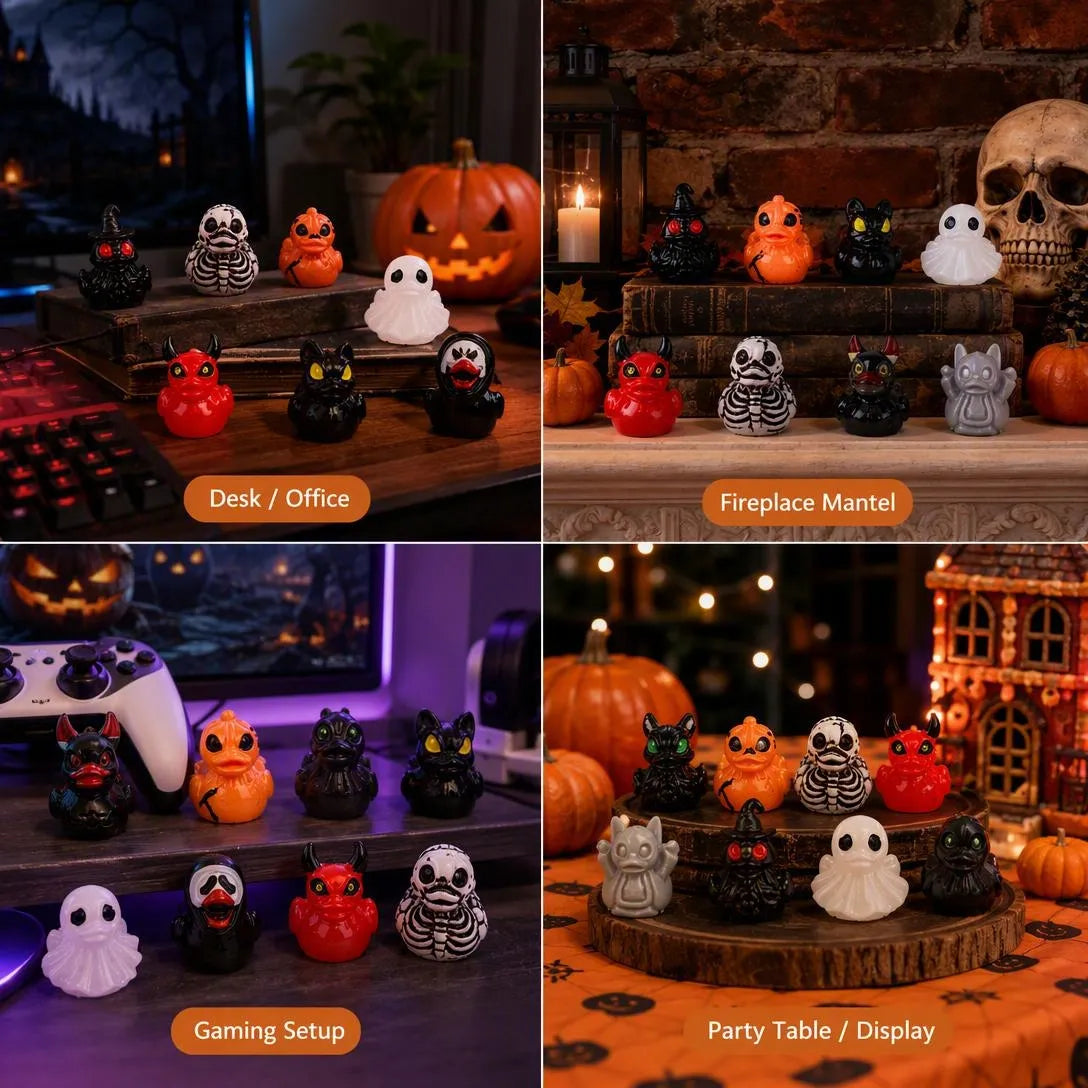 12-Piece Halloween Resin Duck Miniature Decor Set
