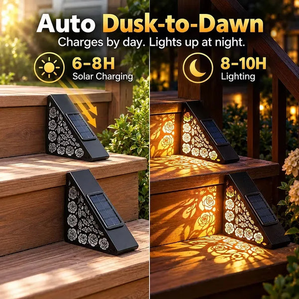 🎁Solar Deck Step Lights – Waterproof Warm White LED Outdoor Lights