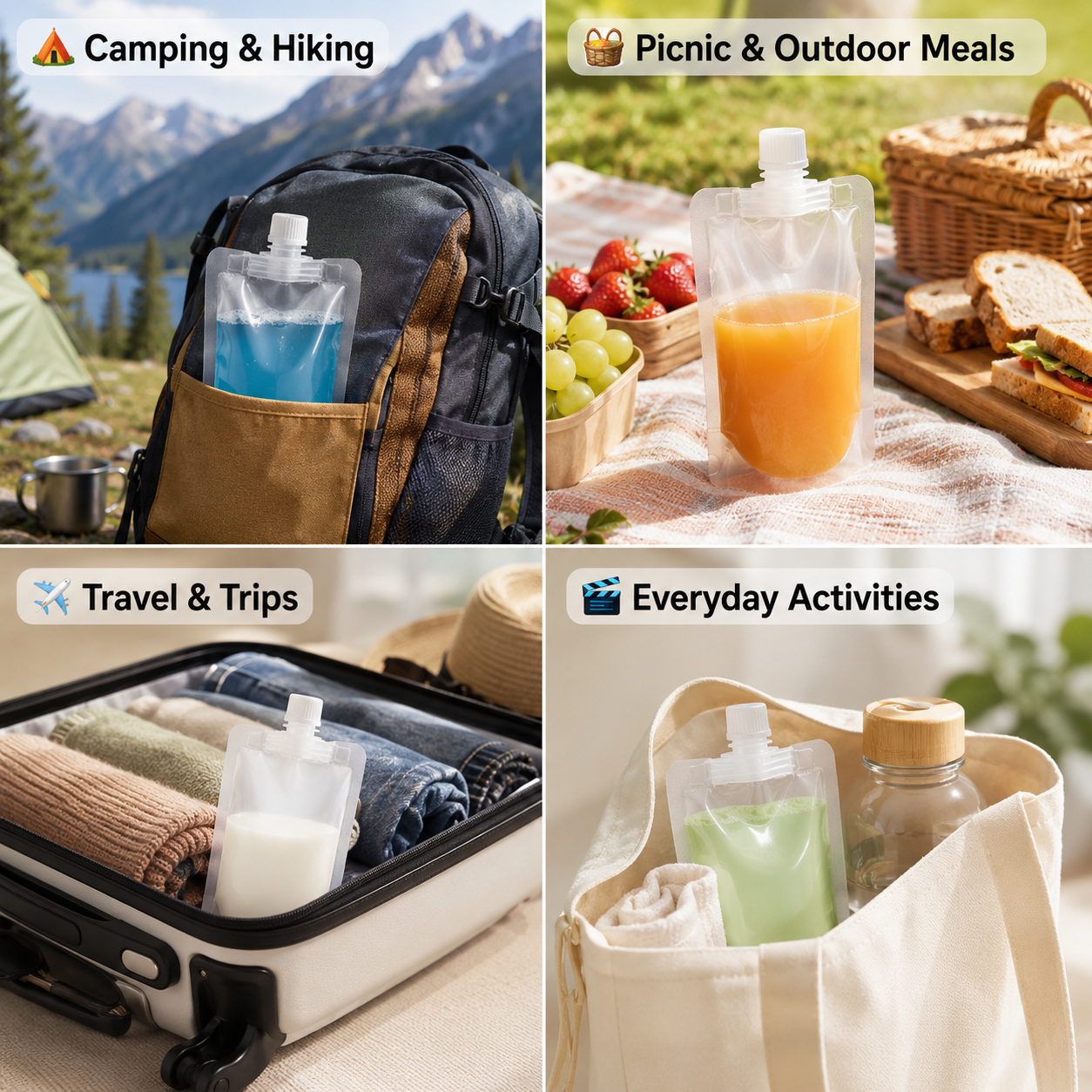 12 Pack Portable Travel Containers - Reusable Leakproof Liquid Storage Bags