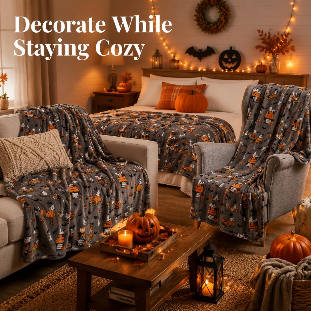 Oversized Halloween Plush Throw Blanket