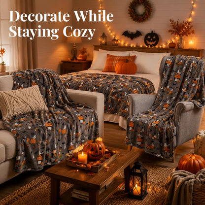 Oversized Halloween Plush Throw Blanket