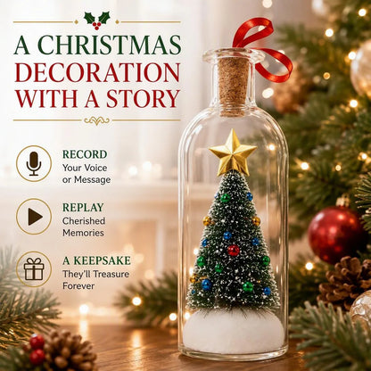 Recordable Christmas Message Bottle Keepsake With Snowy Tree