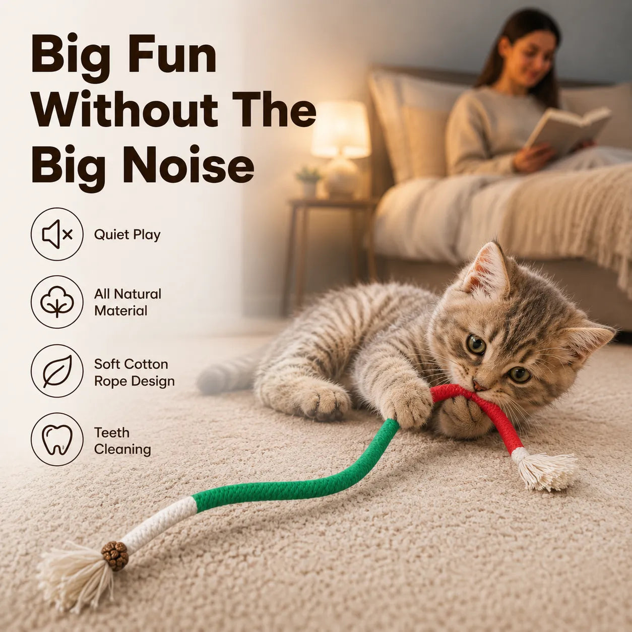 3pcs Interactive Cat Chew Rope Toys for Dental Care &amp; Play