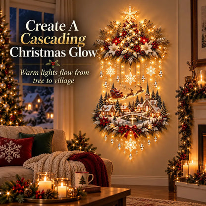 🎁Illuminated Christmas Tree &amp; Snowy Village Wall Hanging