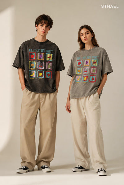 Unisex Vintage T-Shirt aus gewaschener Baumwolle mit Grafikdruck