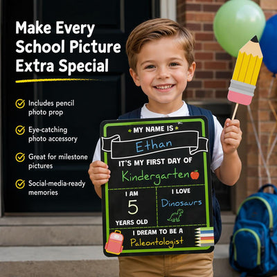 Reusable First Day School Chalkboard Sign Set (10 × 12 in )