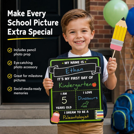 Wiederverwendbares Kreidetafel-Schilder-Set für den ersten Schultag (10 × 12 Zoll)