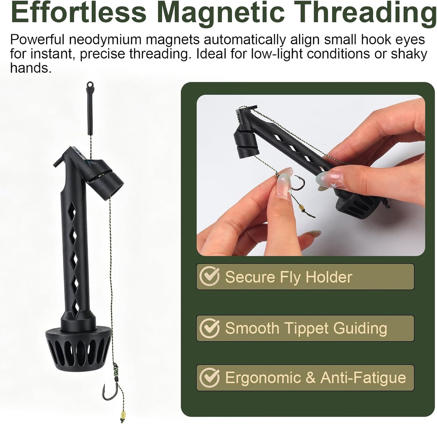 🎣Fly Roost Magnetic Fly Threader(Hooks not included)