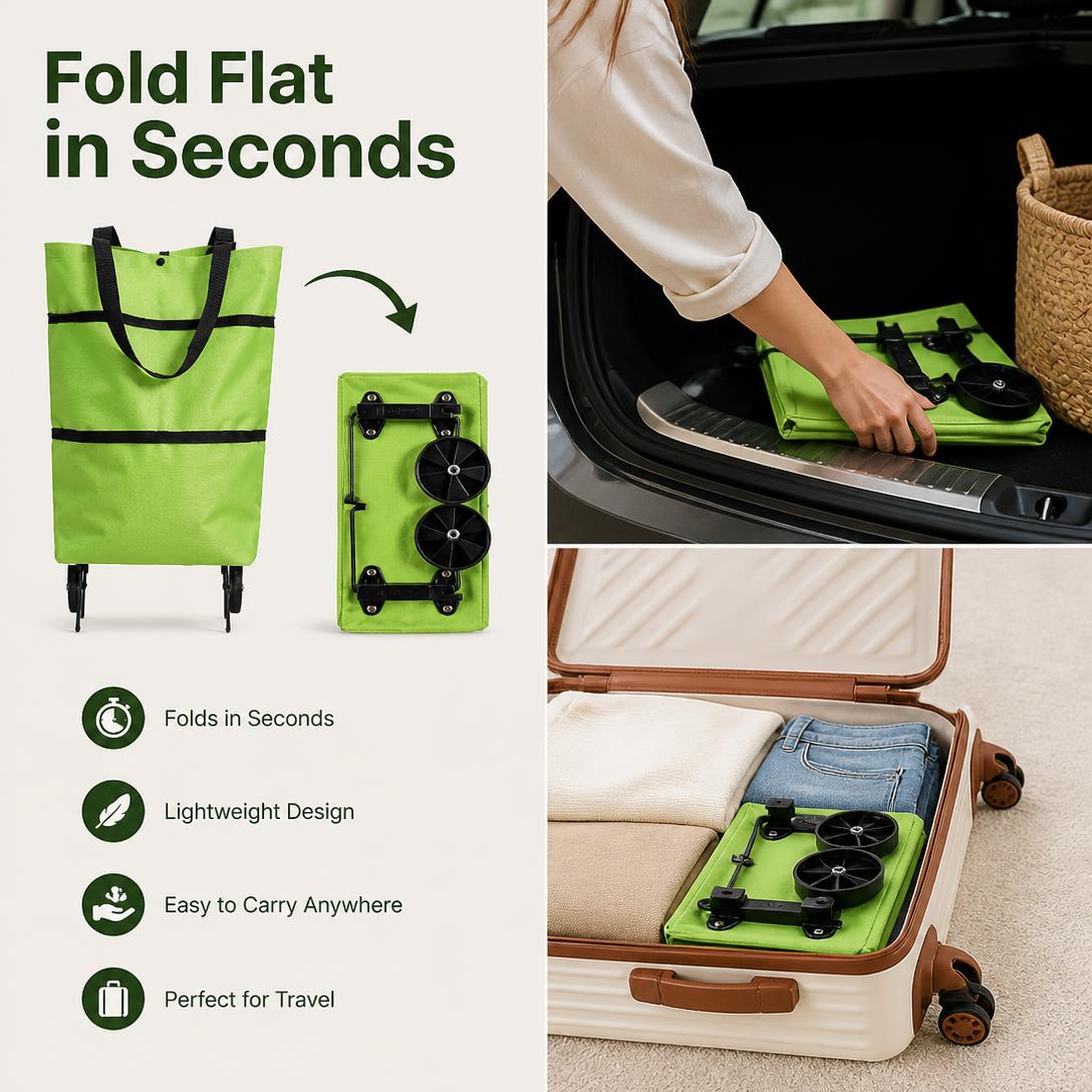 Portable Foldable Shopping Trolley Bag with Wheels