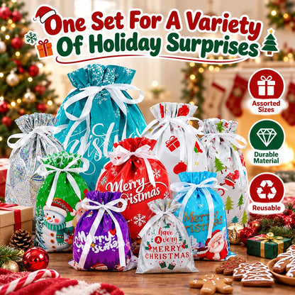 🎁21-Piece Christmas Drawstring Gift Bag Set