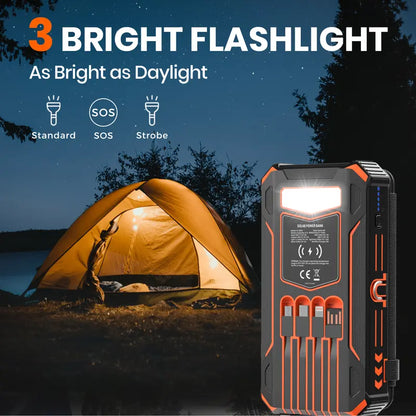 🎁48000mAh Solar Power Bank with Wireless Charging &amp; Built-In Cables