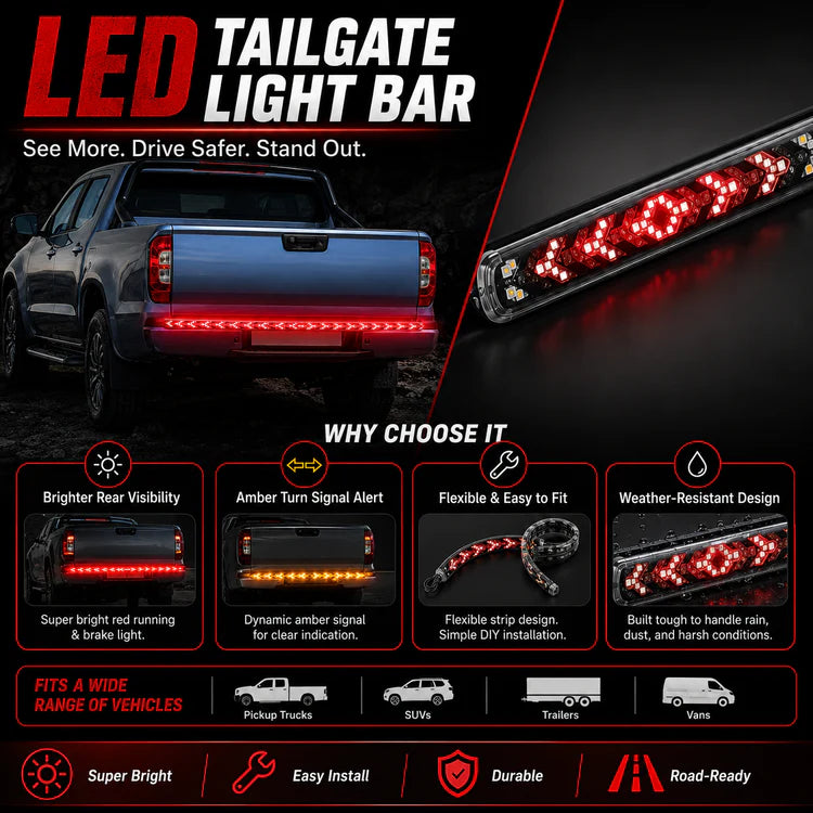 🔥Hot Sale！💡🚗60-Inch LED Tailgate Light Bar Strip