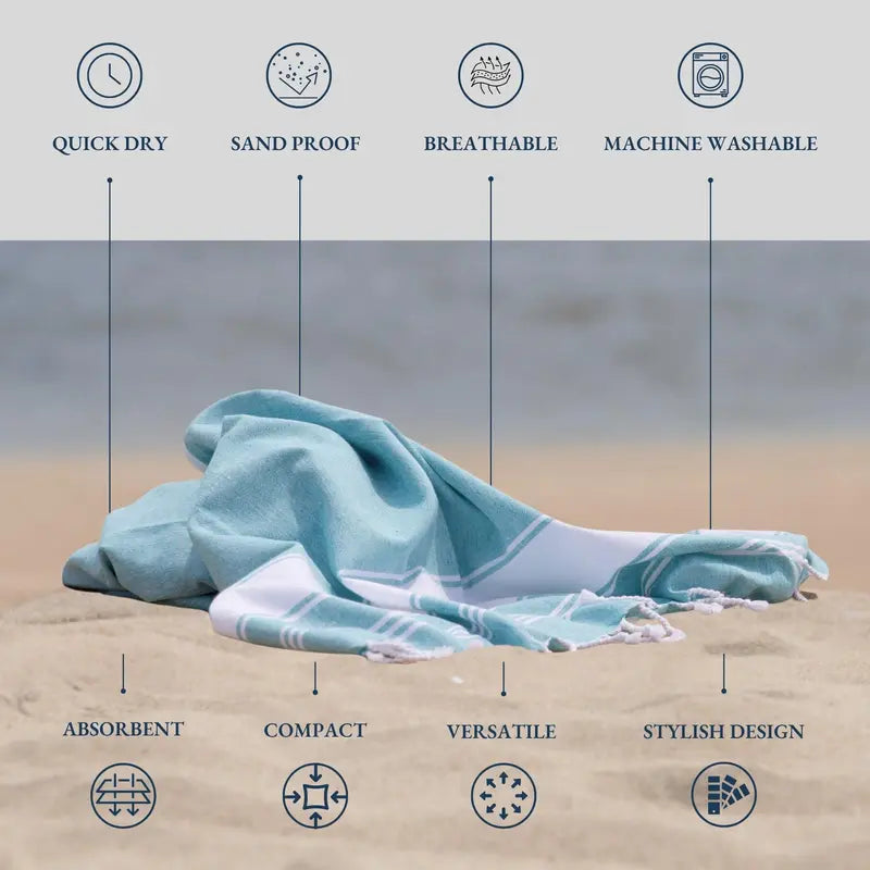 LANE LINEN XL Beach Towel – Lightweight Quick-Dry Sand-Free Hammam Towel for Beach, Pool & Travel 🌞🏖️