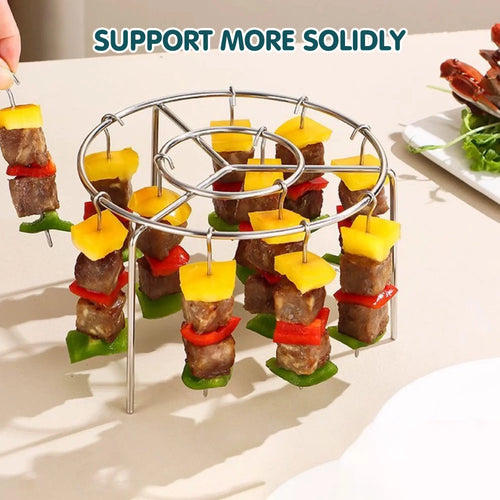 2er-Pack Edelstahl-Heißluftfritteusen-Spießständer, 360° Kabob-Grillständer ohne Wenden