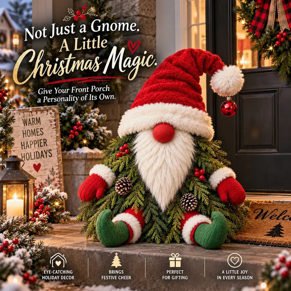 🎉 Who Says Gnomes Can't Be Christmas Trees? 🎄 – Adorable Christmas Gnome Porch Decoration
