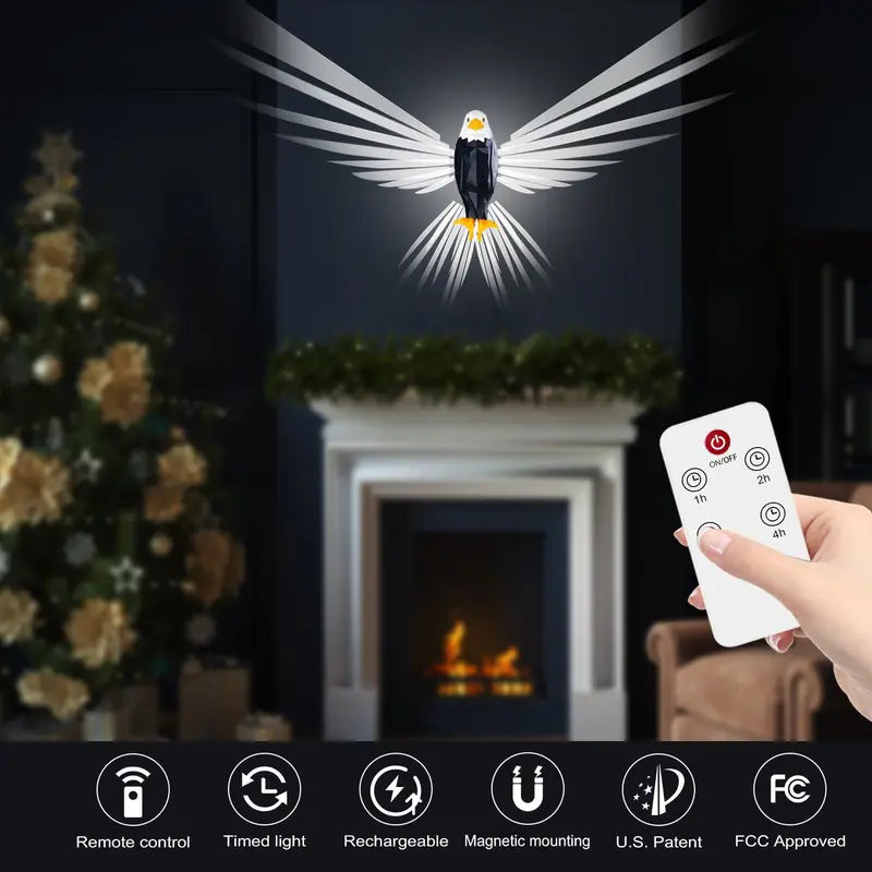 Eagle Wall Light LED Magnetic Night Lamp No Drill Easy Install USB Rechargeable Cool Room Decor