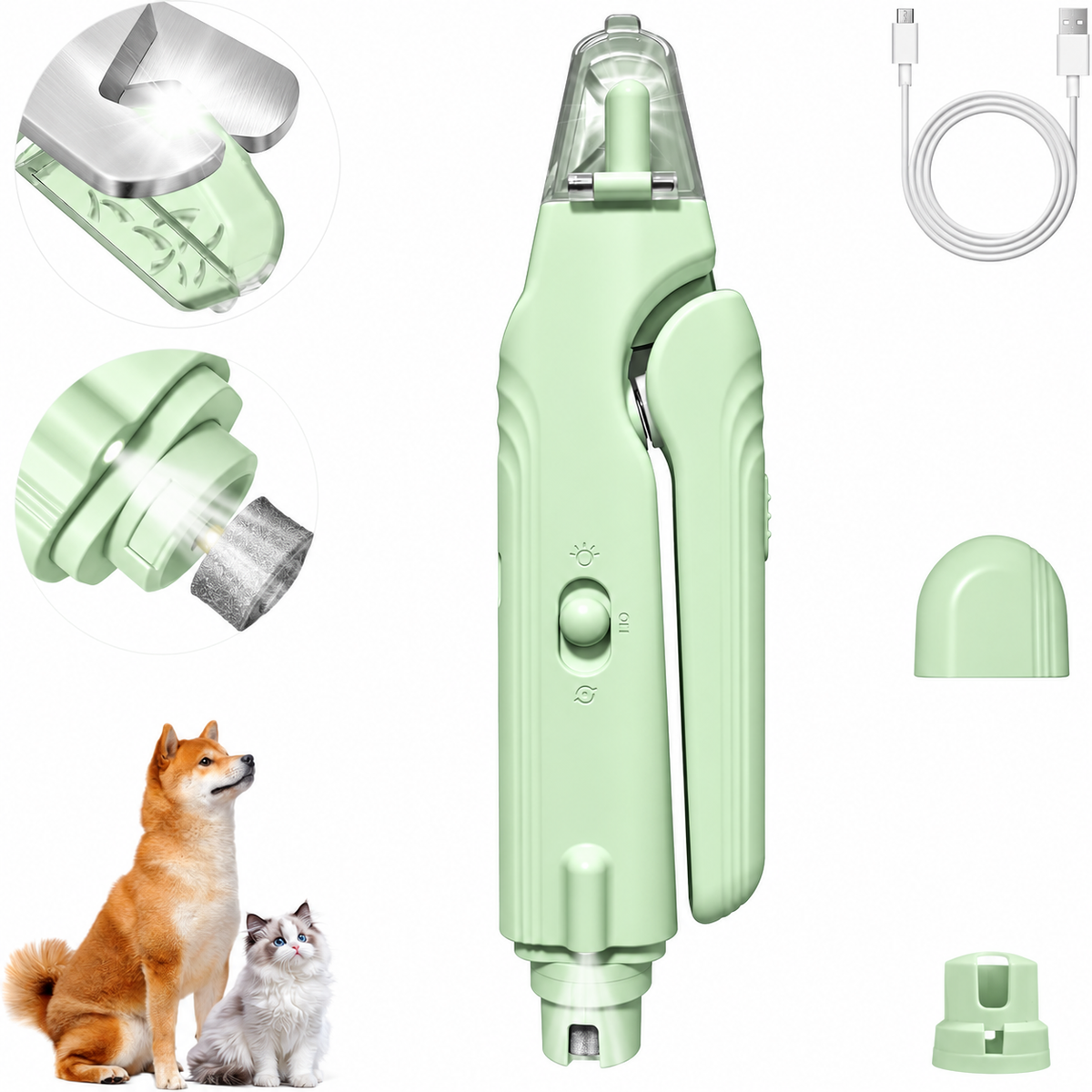 ❤️2-in-1 LED Pet Nail Clipper & Grinder – Rechargeable Safety Trimmer