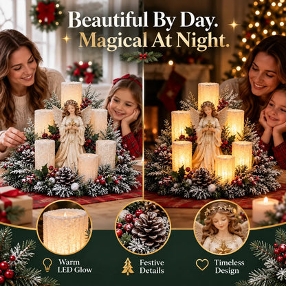 🎁Christmas Lighted Centerpiece With Flameless Candle Glow