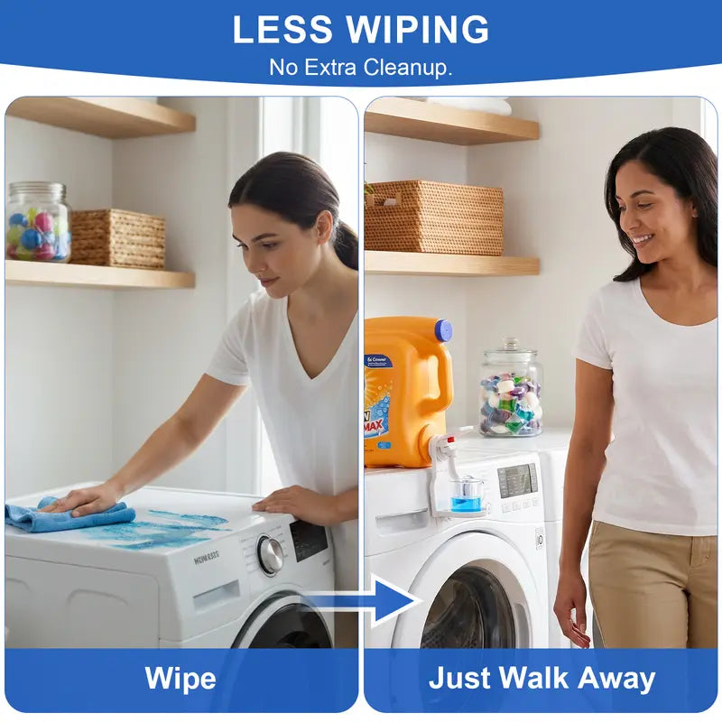 2PCS Laundry Detergent Dispenser Cup Holder with Upgraded Nozzle, Drip Tray & Easy Switch – No Mess Liquid Organizer for Laundry Room