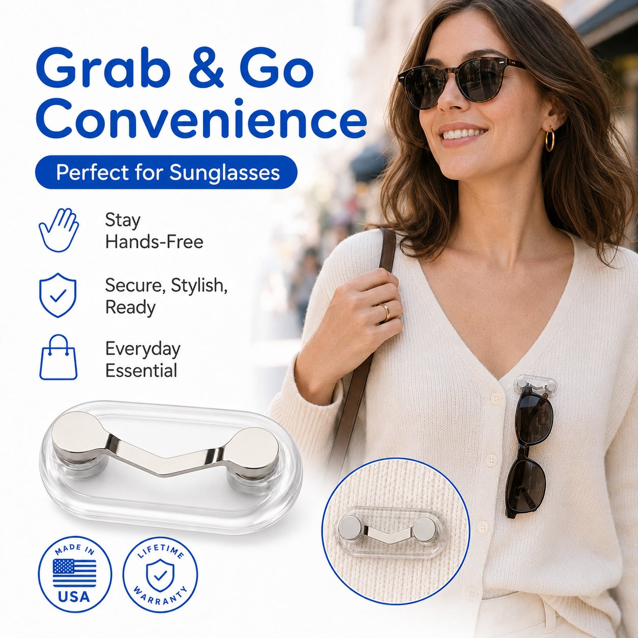 🧲 Magnetic Glasses Holder Clip – Universal Eyewear Hanger