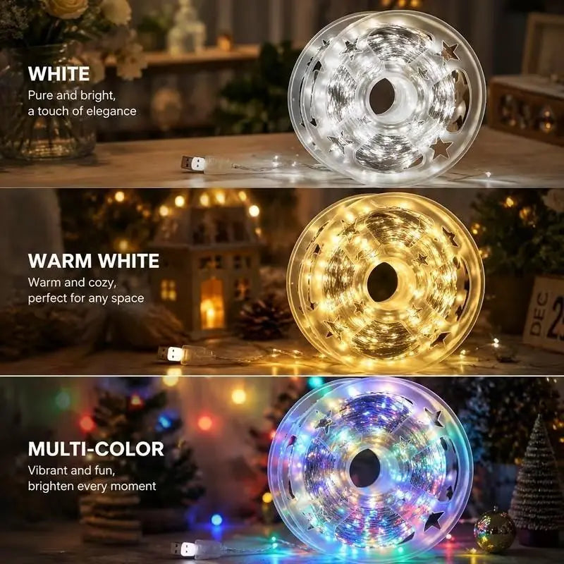 🎁600 LED Firecracker Fairy Lights – 65.6FT USB Christmas String Lights with Storage Reel